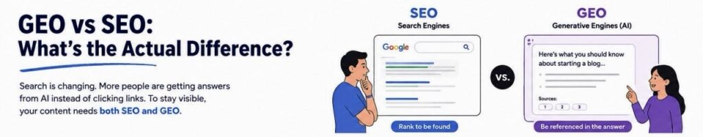 GEO vs SEO: What’s the Actual Difference? geo vs seo